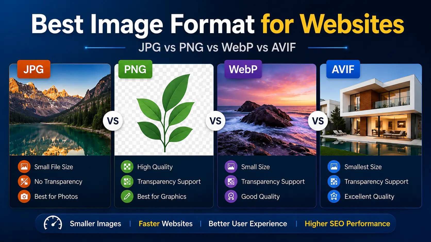 Best Image Format for Websites: JPG vs PNG vs WebP vs AVIF